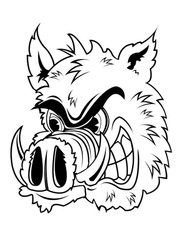 Wild Boar Head Coloring Page